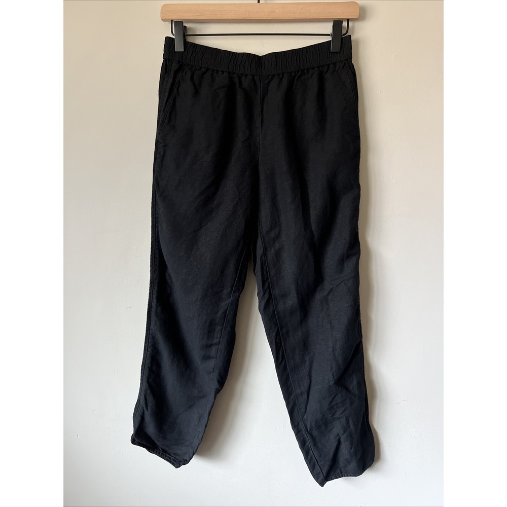 Madewell Women's Pants Black Linen Blend Pull On Style M9227 Crop Pant Size XS